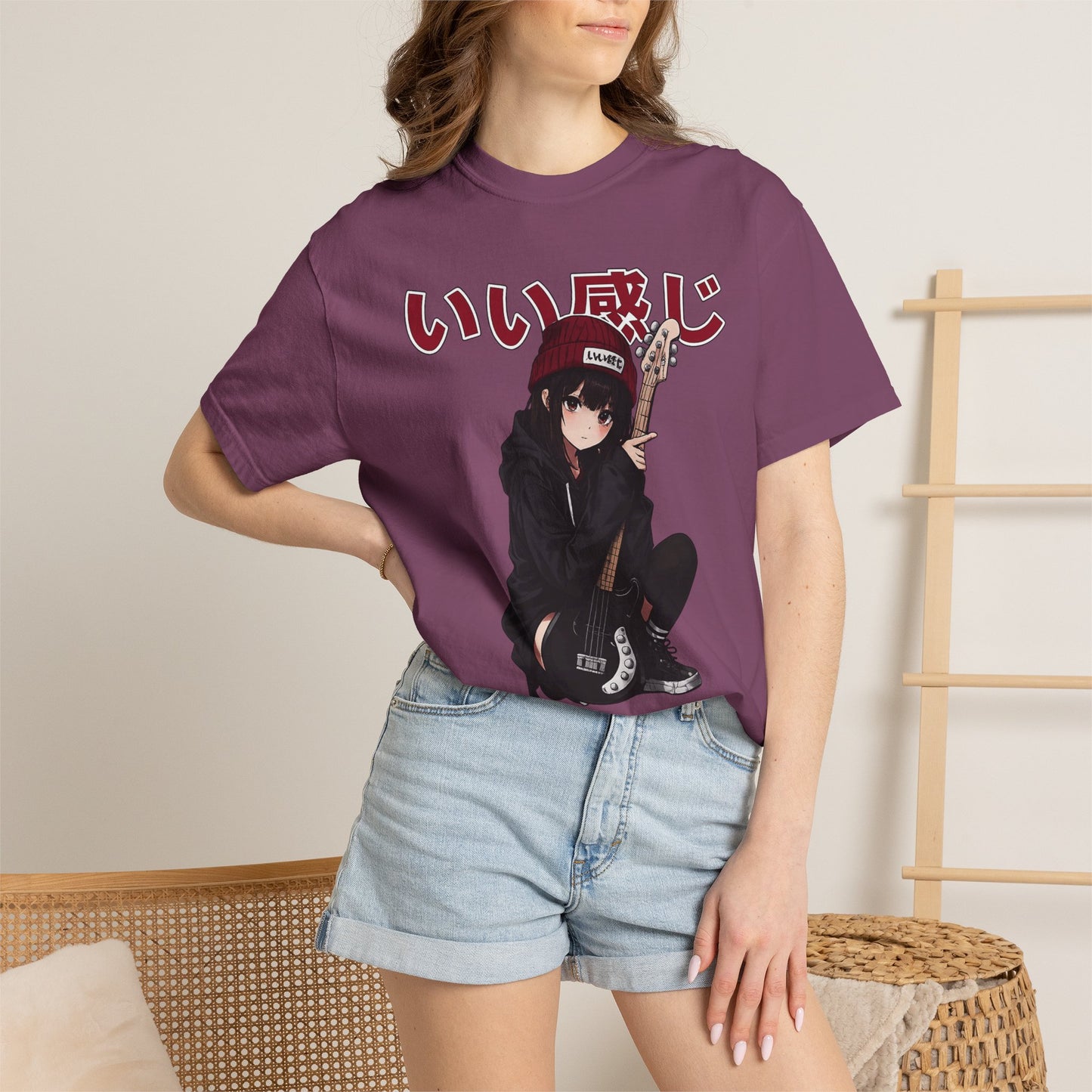 Kawaii Shadow Girl Anime T-Shirt – Soft Pink Streetwear Tee