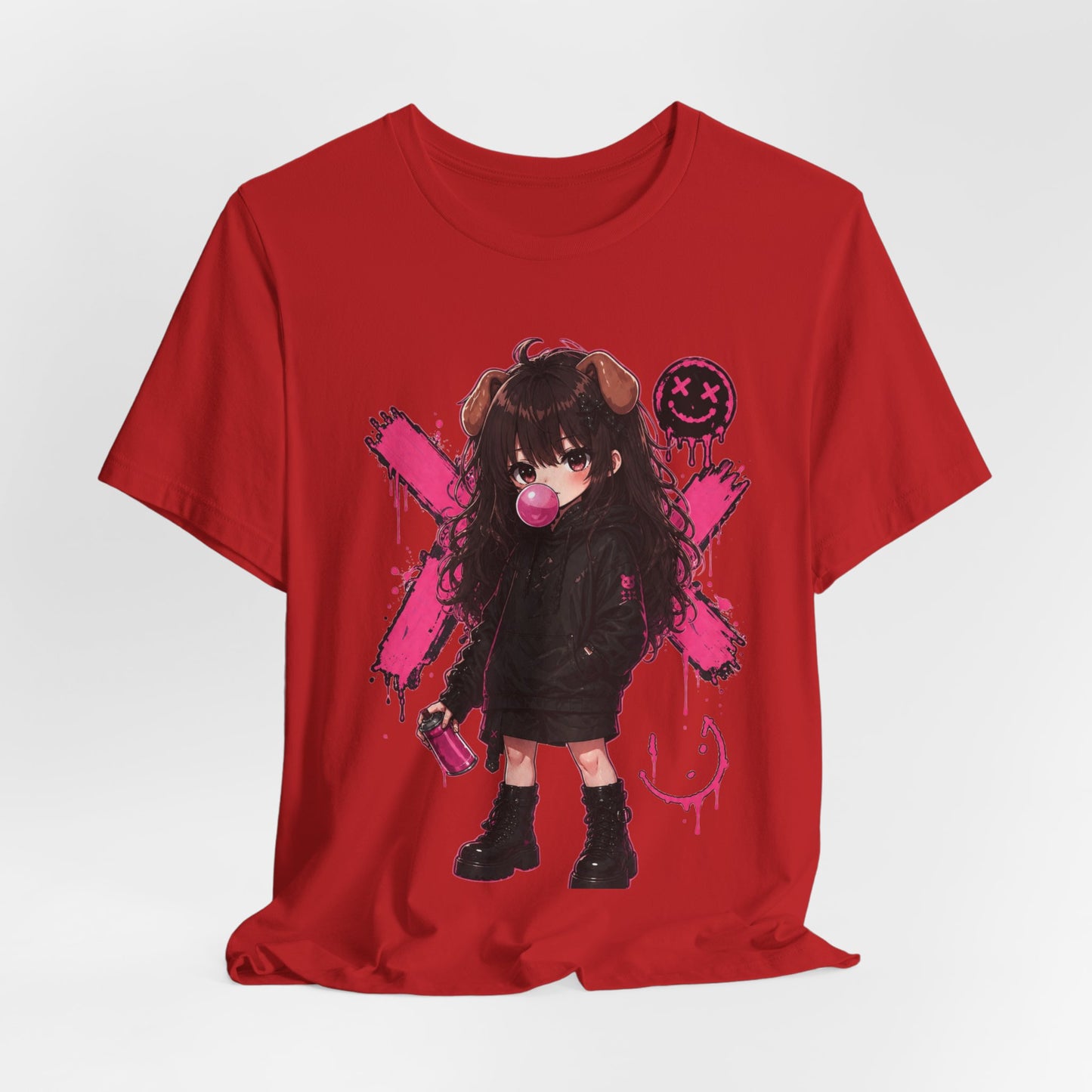 Cute Gothic Bunny Anime T-Shirt – Pastel Streetwear Graphic Tee