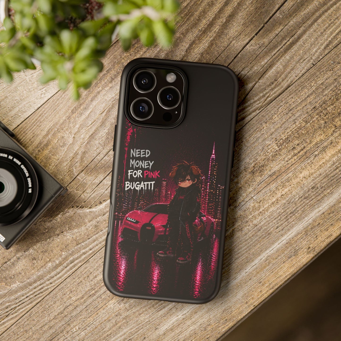 Phone Case — "Need Money for Pink Bugatti" Neon City Tough Case