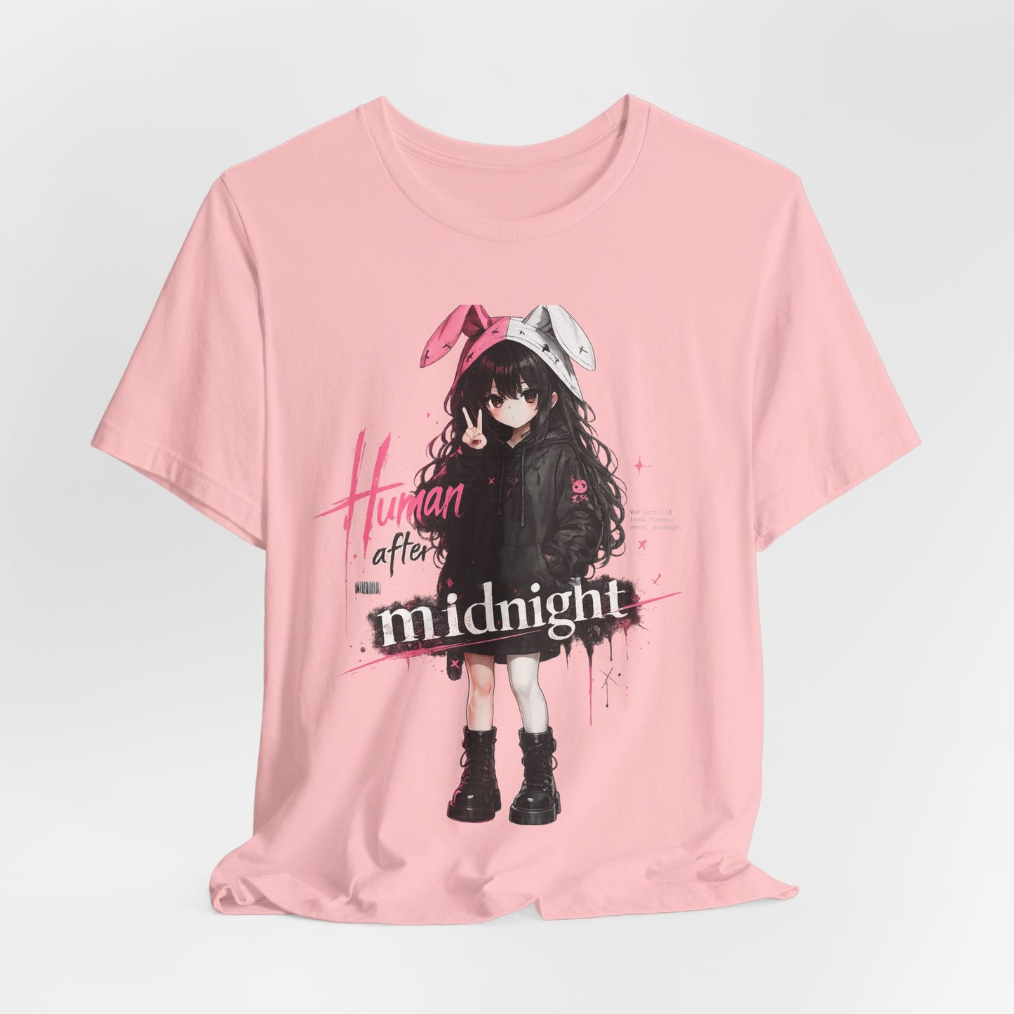 Midnight Bunny Girl Anime T-Shirt – Dark Cute Kawaii Streetwear Tee