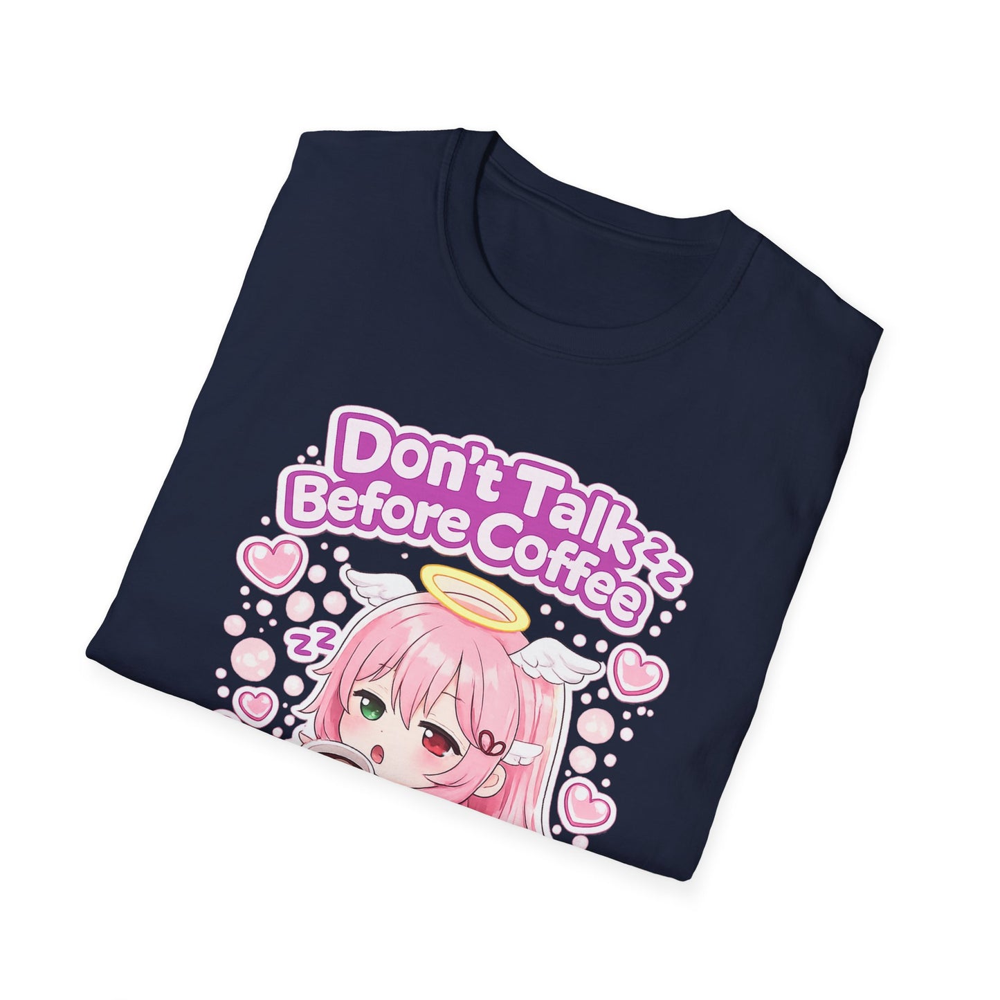 Don't Talk Before Coffee T-Shirt — Cute Pink Anime Girl Coffee Tee