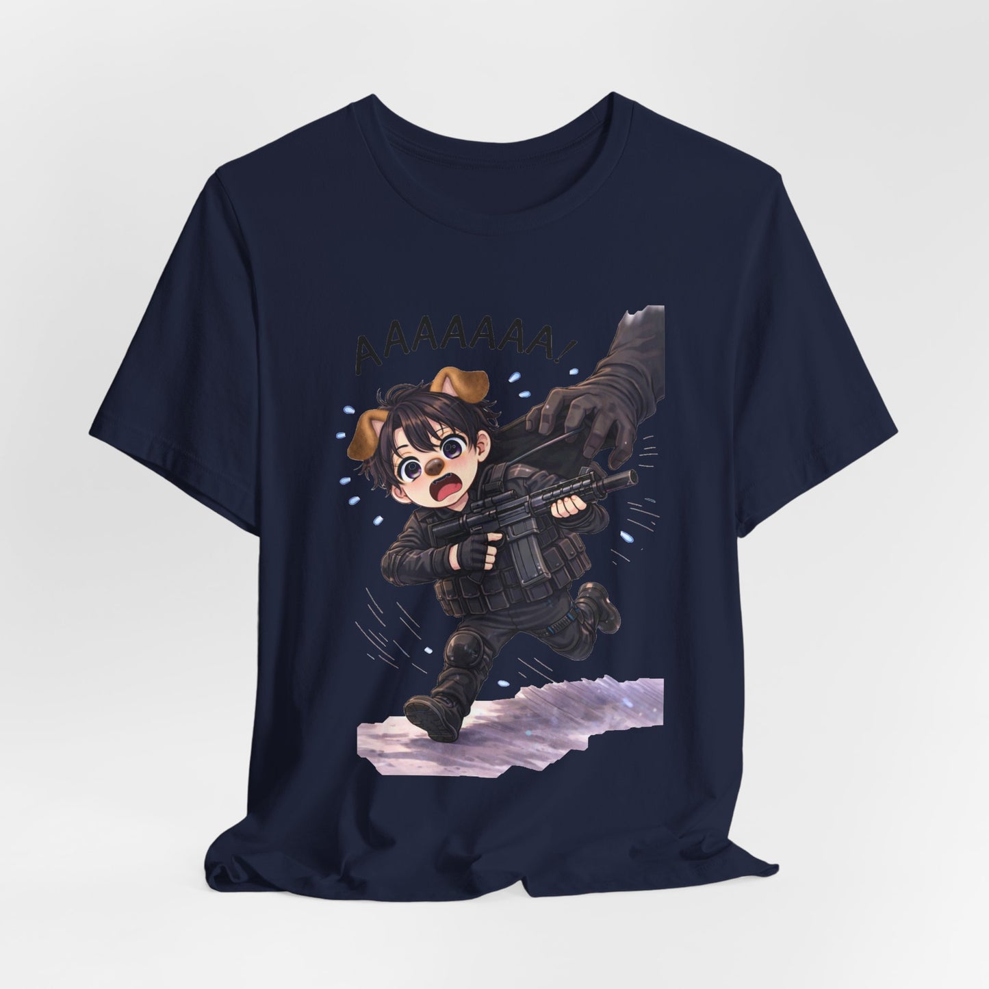 Chibi Soldier 'AAAAAA' Graphic Tee - Cute Military Humor T-Shirt