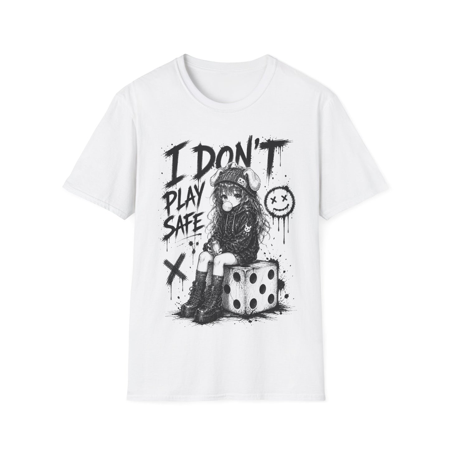 I Don't Play Safe Graphic T-Shirt – Edgy Dice Grim Reaper Streetwear Tee