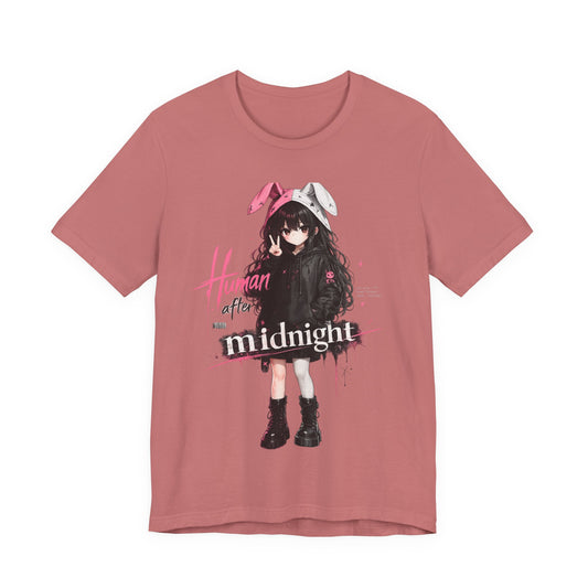Midnight Bunny Girl Anime T-Shirt – Dark Cute Kawaii Streetwear Tee