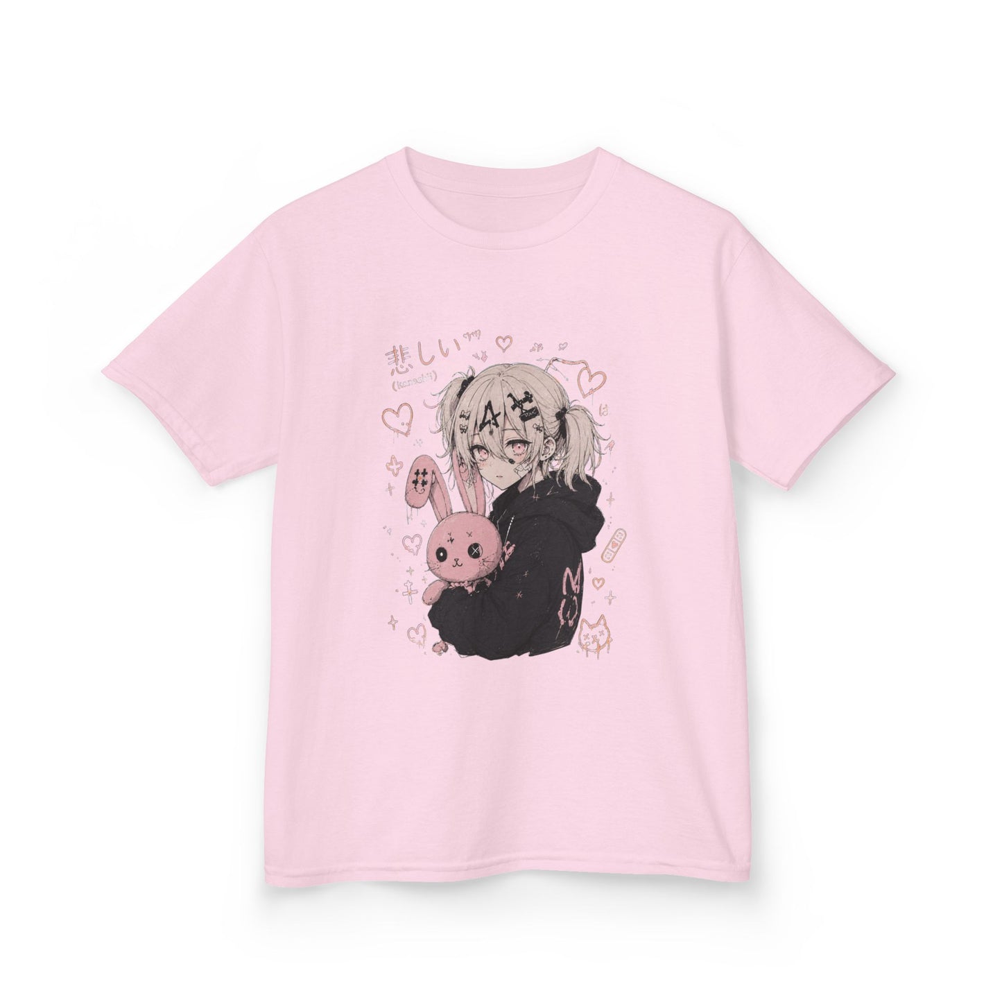 Kids Anime Bunny Graphic Tee — Kawaii Sad Girl Design