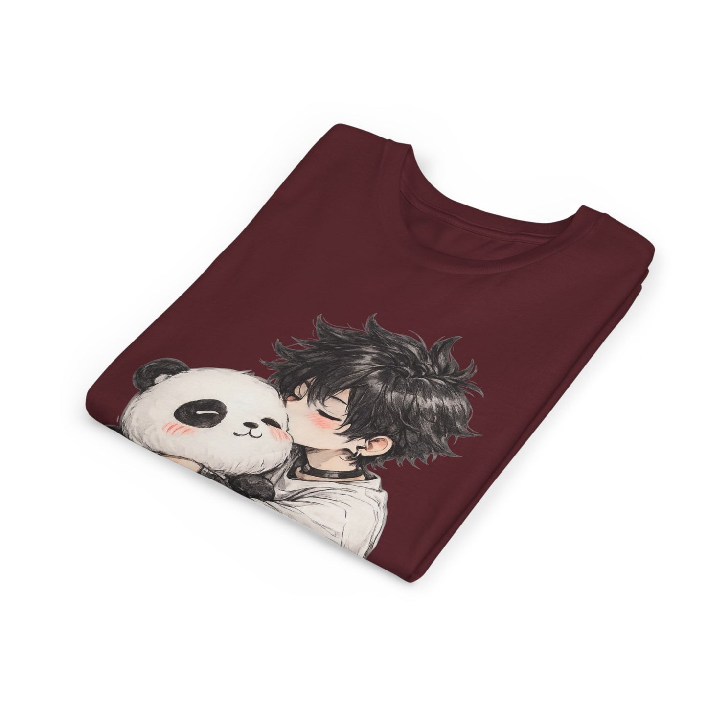 Youth Tee — Cute Anime Boy Hugging Panda Graphic