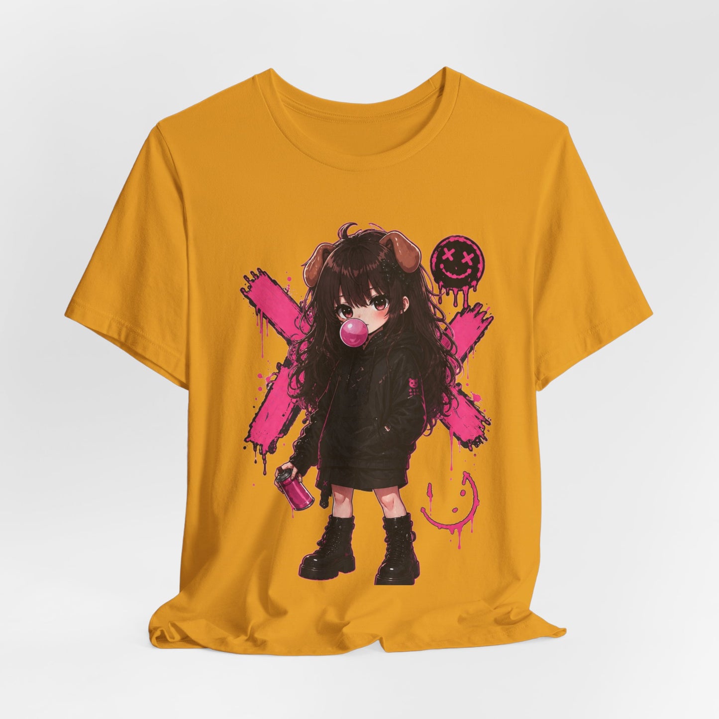 Cute Gothic Bunny Anime T-Shirt – Pastel Streetwear Graphic Tee