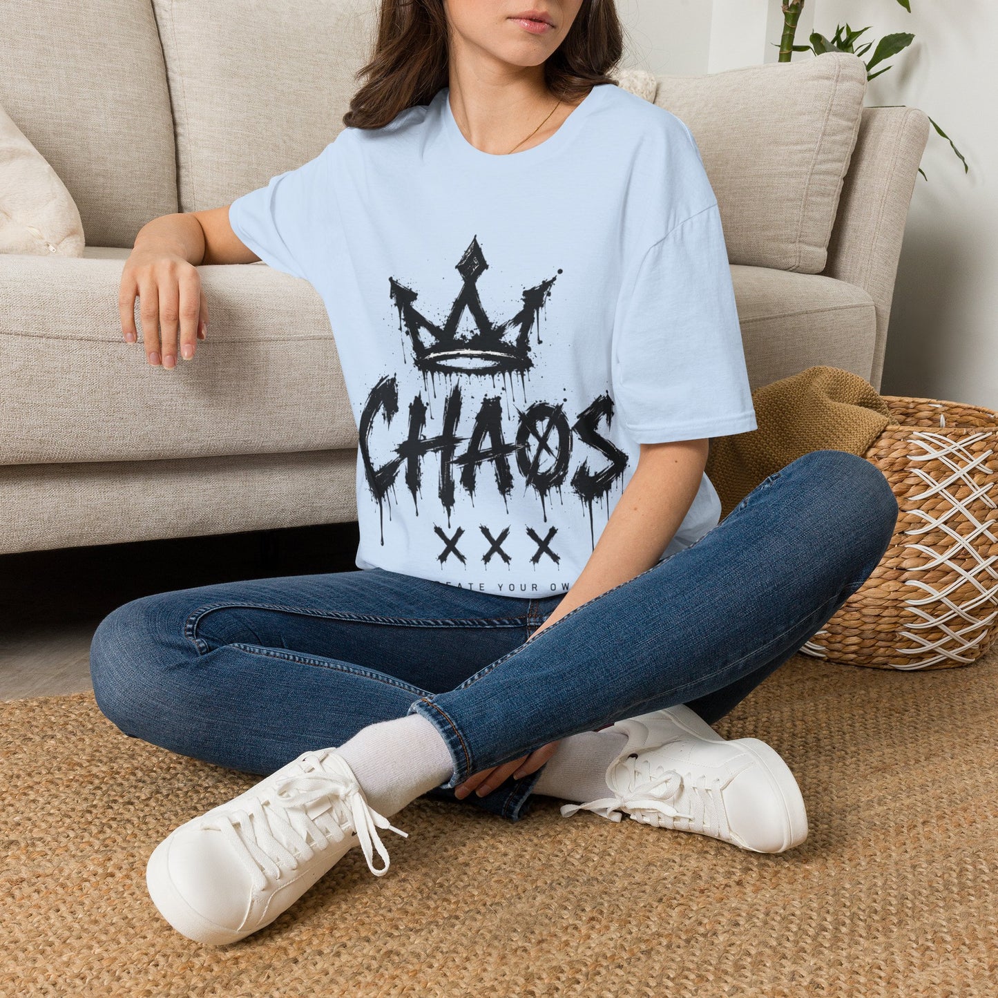 Chaos Crown T-Shirt — Grunge Graphic Tee with 'CHAOS' Script