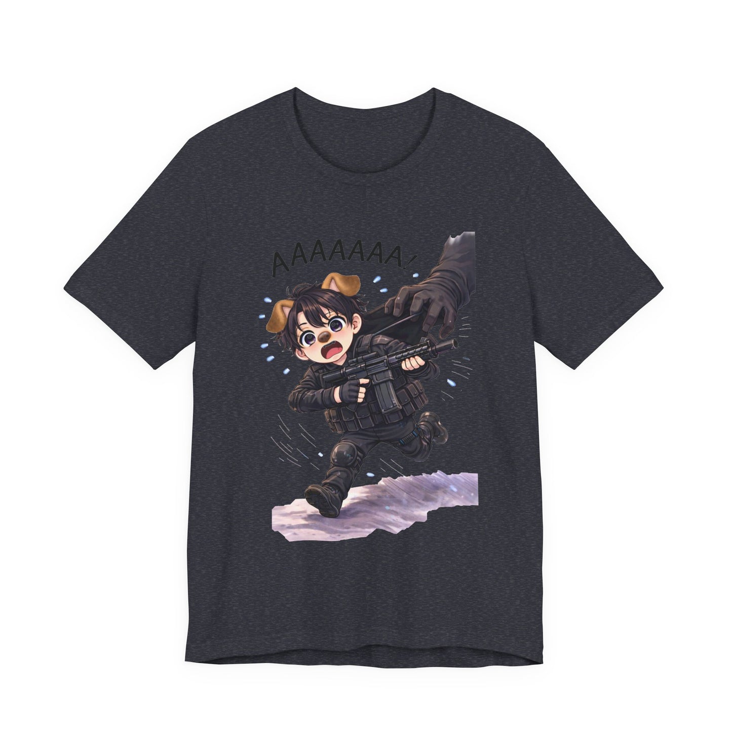 Chibi Soldier 'AAAAAA' Graphic Tee - Cute Military Humor T-Shirt