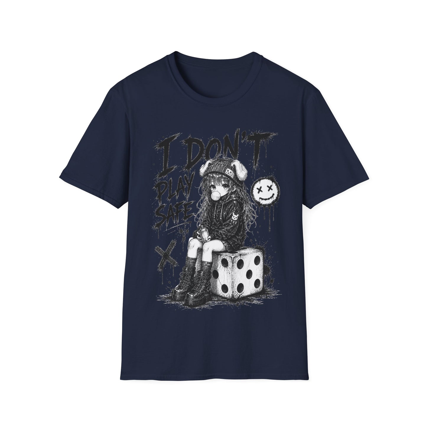 I Don't Play Safe Graphic T-Shirt – Edgy Dice Grim Reaper Streetwear Tee