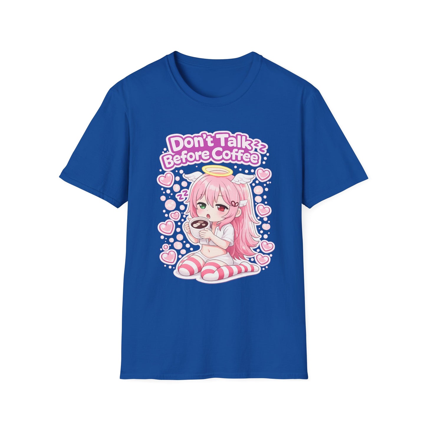 Don't Talk Before Coffee T-Shirt — Cute Pink Anime Girl Coffee Tee