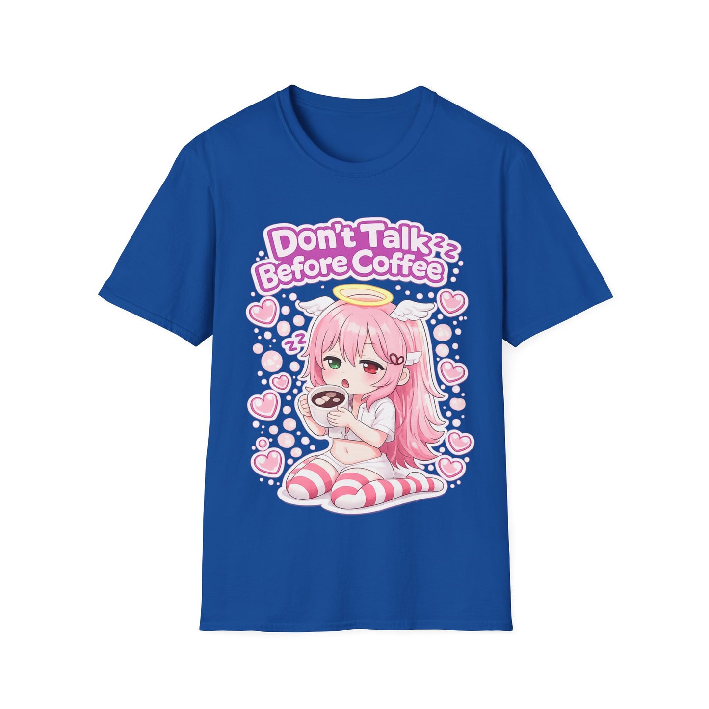 Don't Talk Before Coffee T-Shirt — Cute Pink Anime Girl Coffee Tee