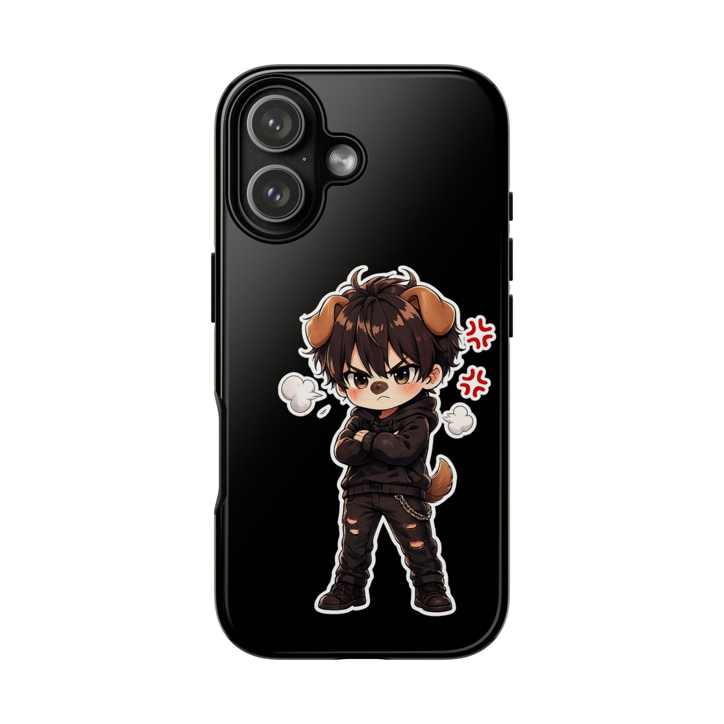 Angry Dog Boy Phone Case — Cute Chibi Anime Protective iPhone Cover