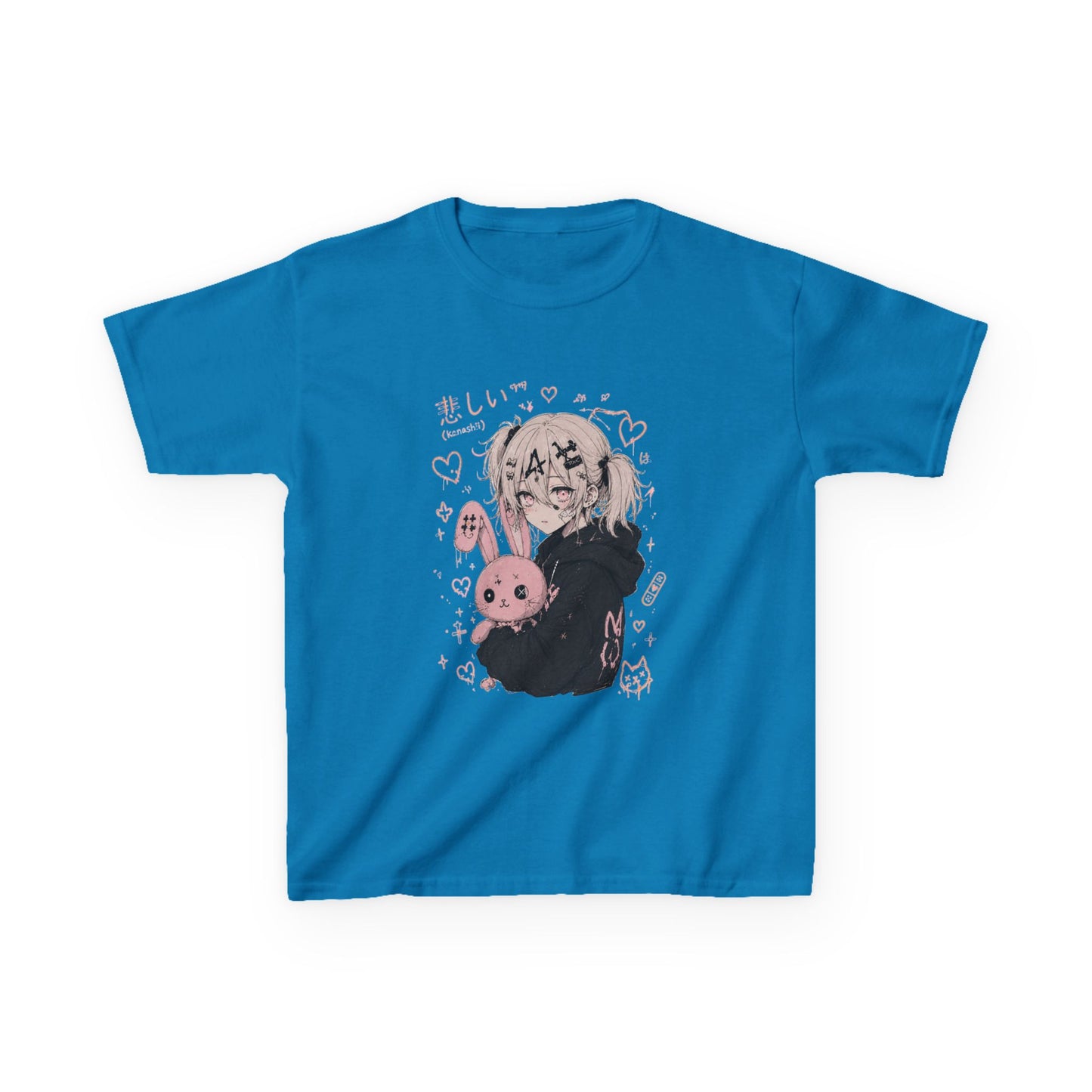 Kids Anime Bunny Graphic Tee — Kawaii Sad Girl Design
