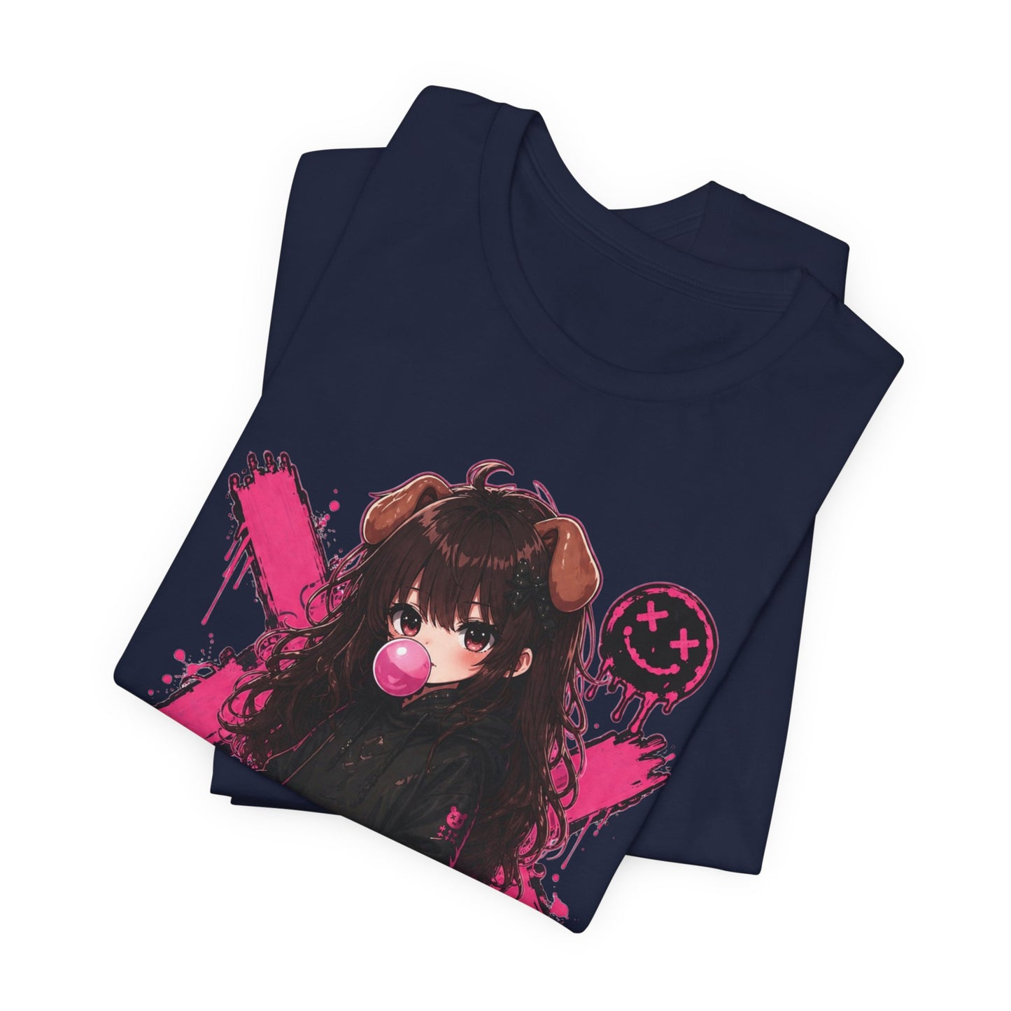 Cute Gothic Bunny Anime T-Shirt – Pastel Streetwear Graphic Tee