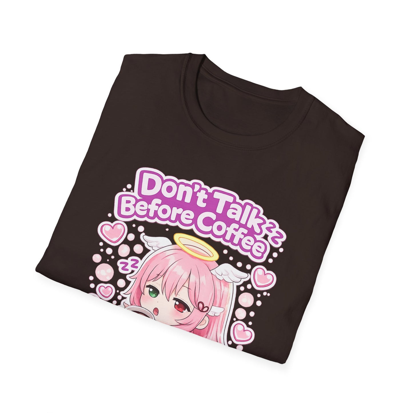 Don't Talk Before Coffee T-Shirt — Cute Pink Anime Girl Coffee Tee