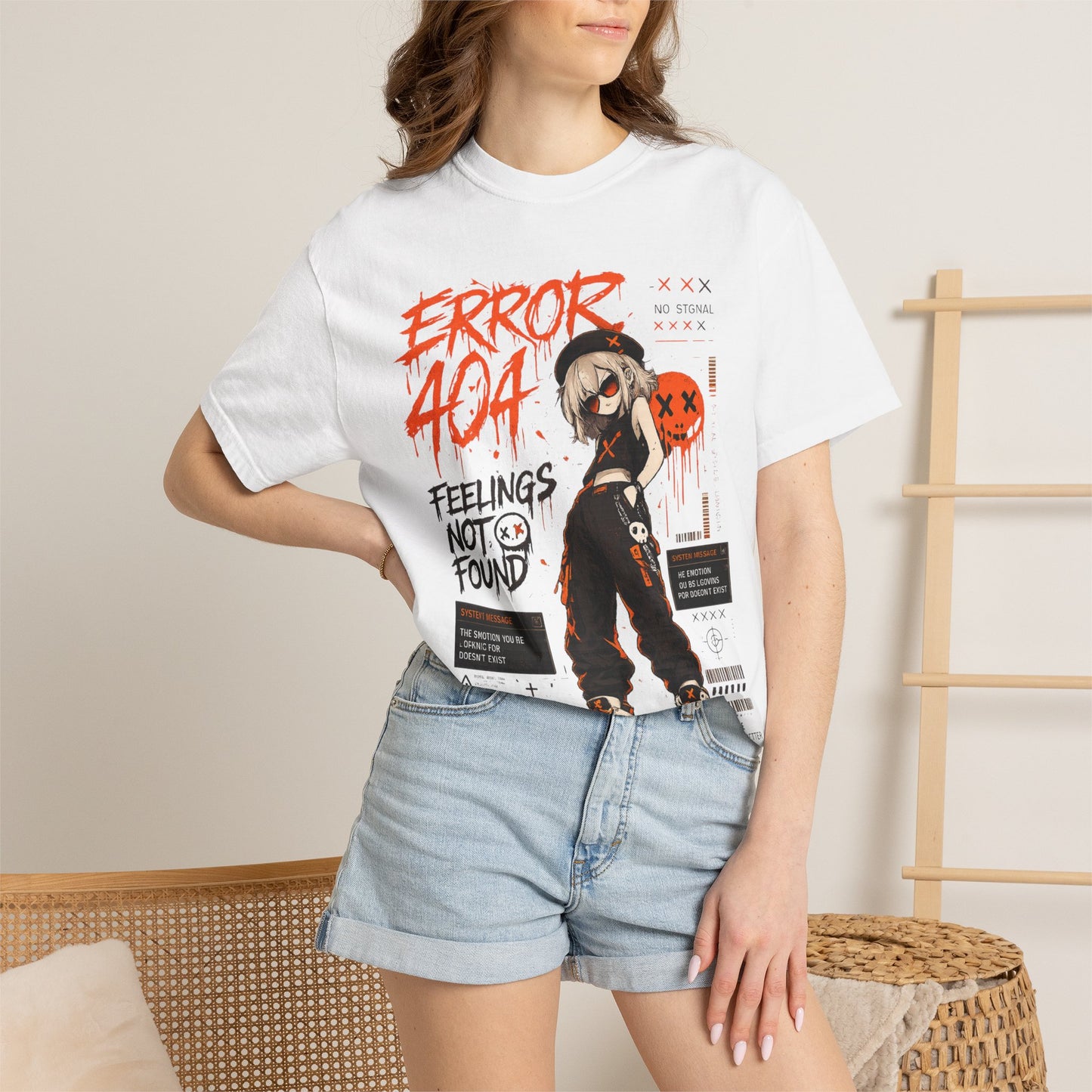 Error 404 Anime Streetwear T-Shirt — "Feelings Not Found" Graphic Tee