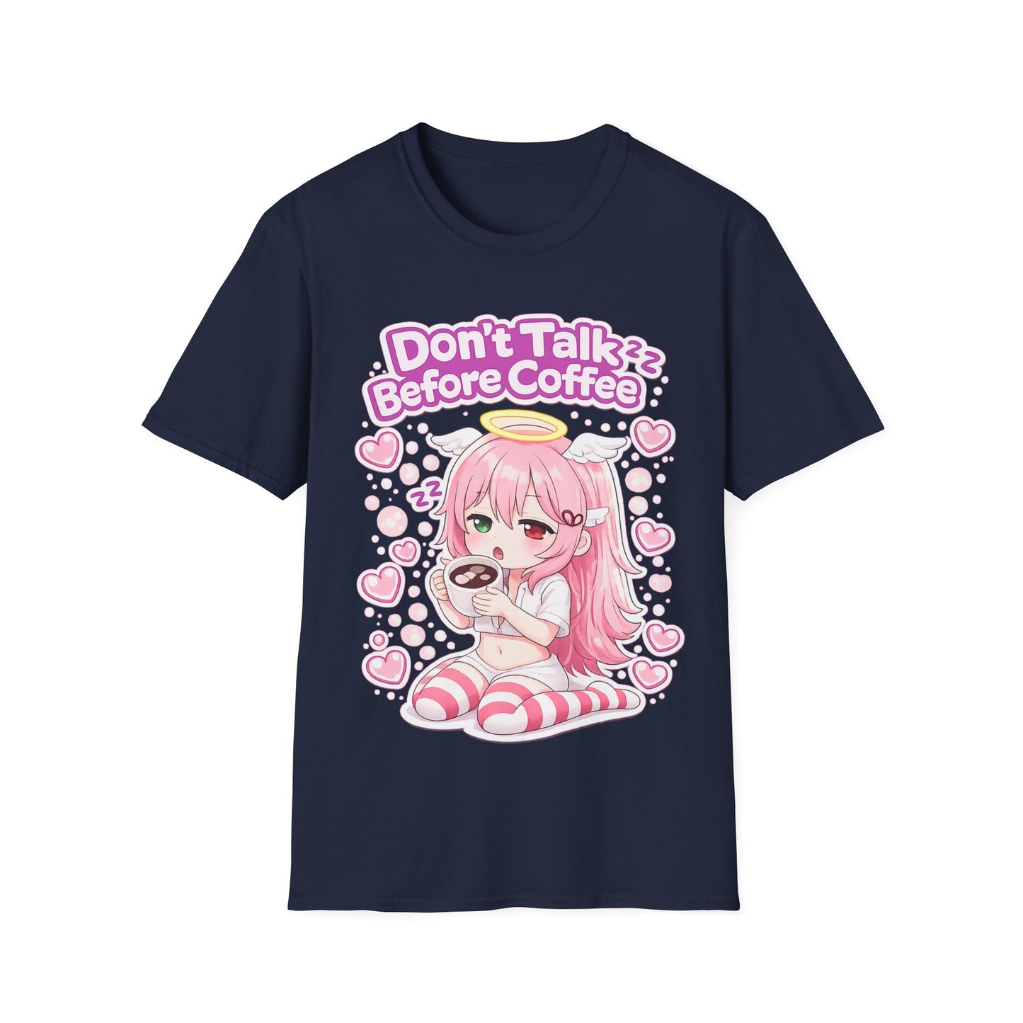 Don't Talk Before Coffee T-Shirt — Cute Pink Anime Girl Coffee Tee