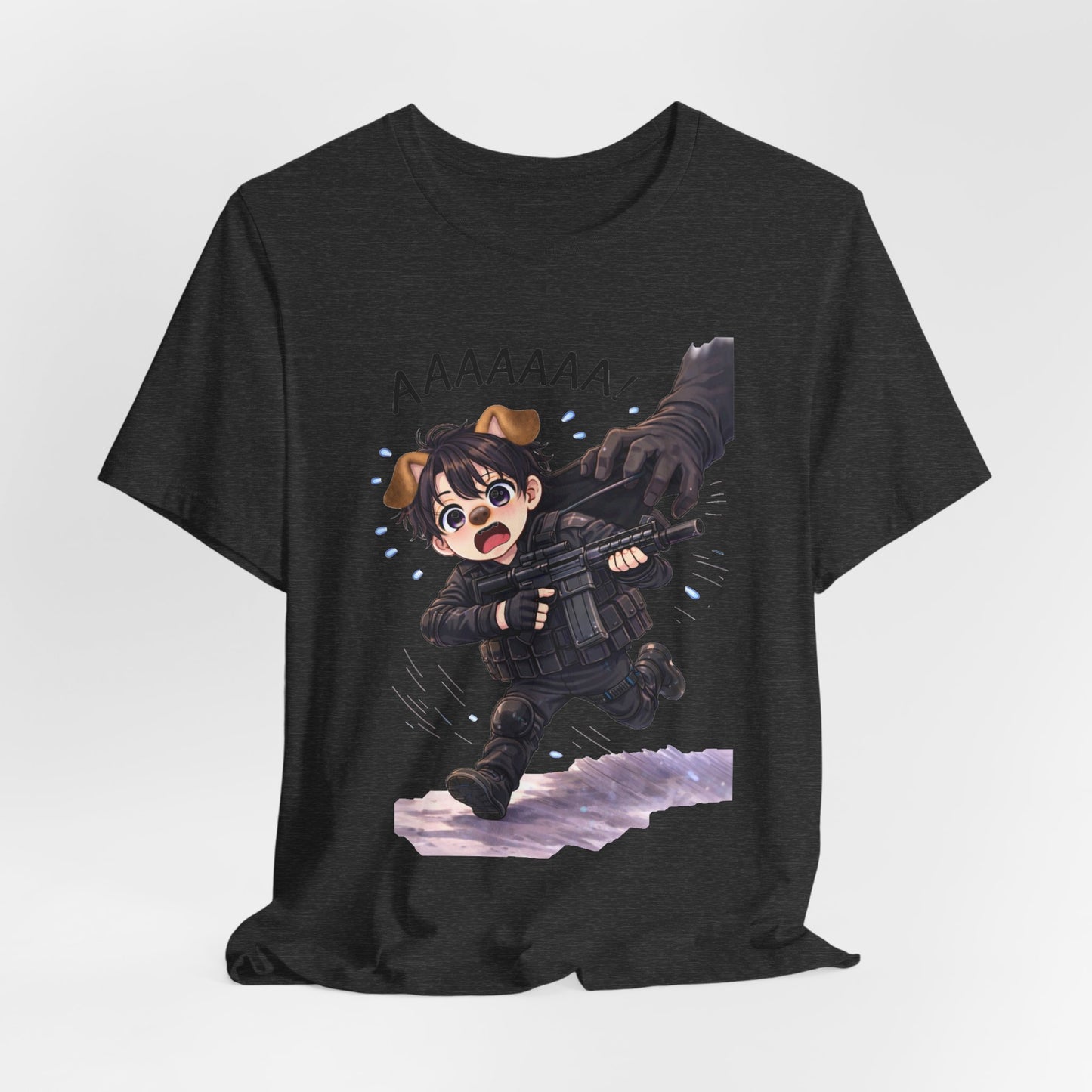 Chibi Soldier 'AAAAAA' Graphic Tee - Cute Military Humor T-Shirt