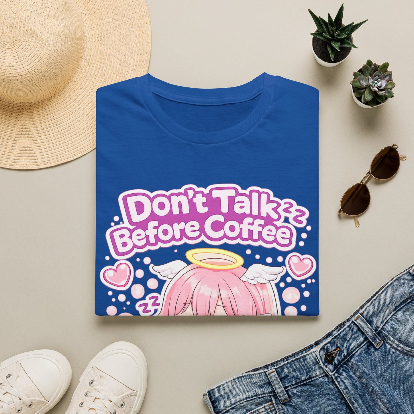 Don't Talk Before Coffee T-Shirt — Cute Pink Anime Girl Coffee Tee