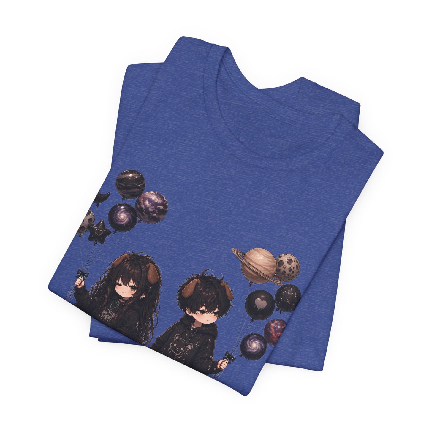 Gothic Kids with Planet Balloons T-Shirt