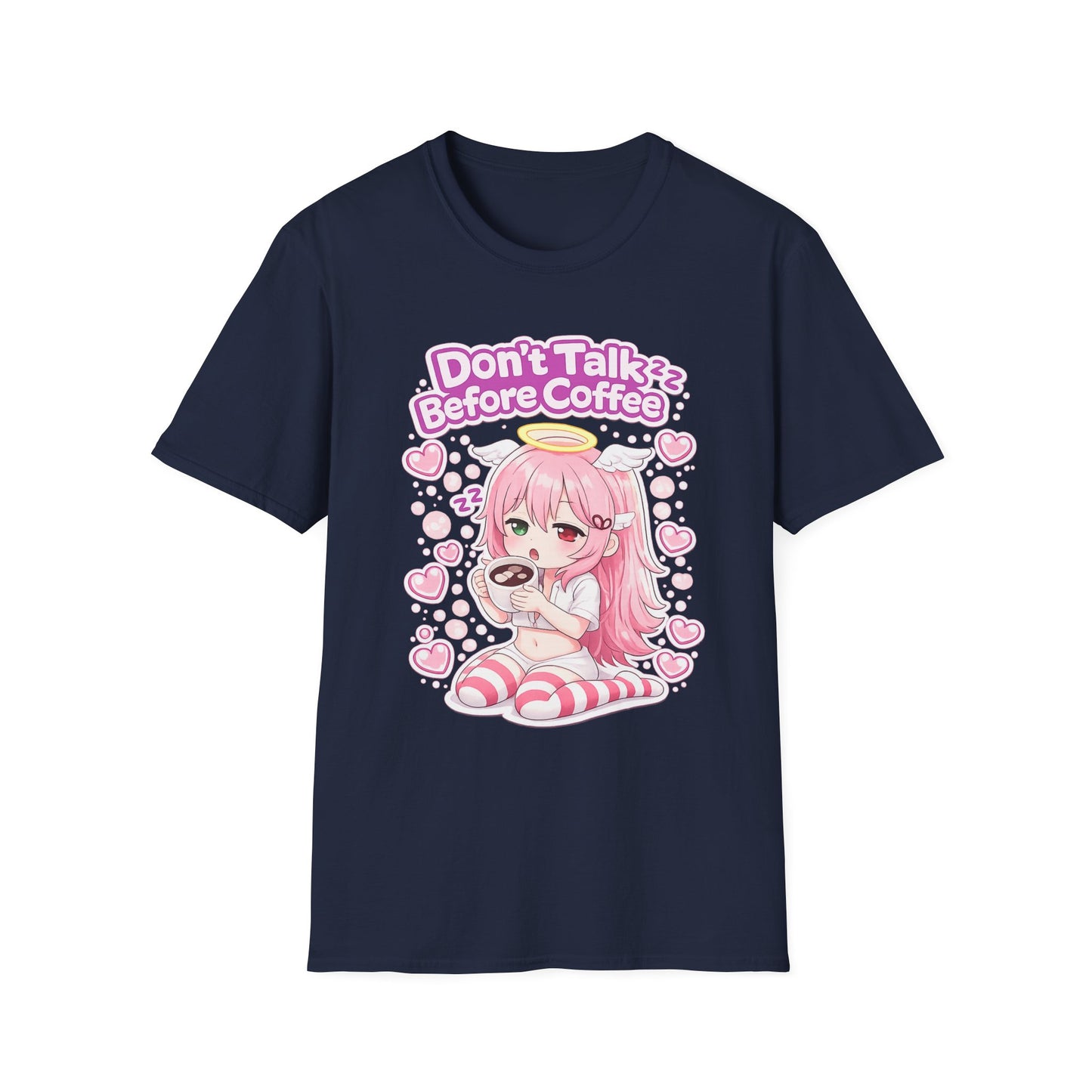 Don't Talk Before Coffee T-Shirt — Cute Pink Anime Girl Coffee Tee