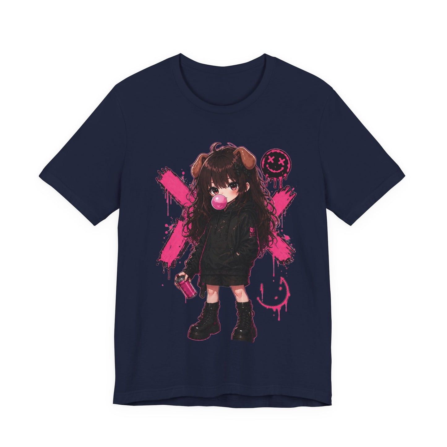 Cute Gothic Bunny Anime T-Shirt – Pastel Streetwear Graphic Tee