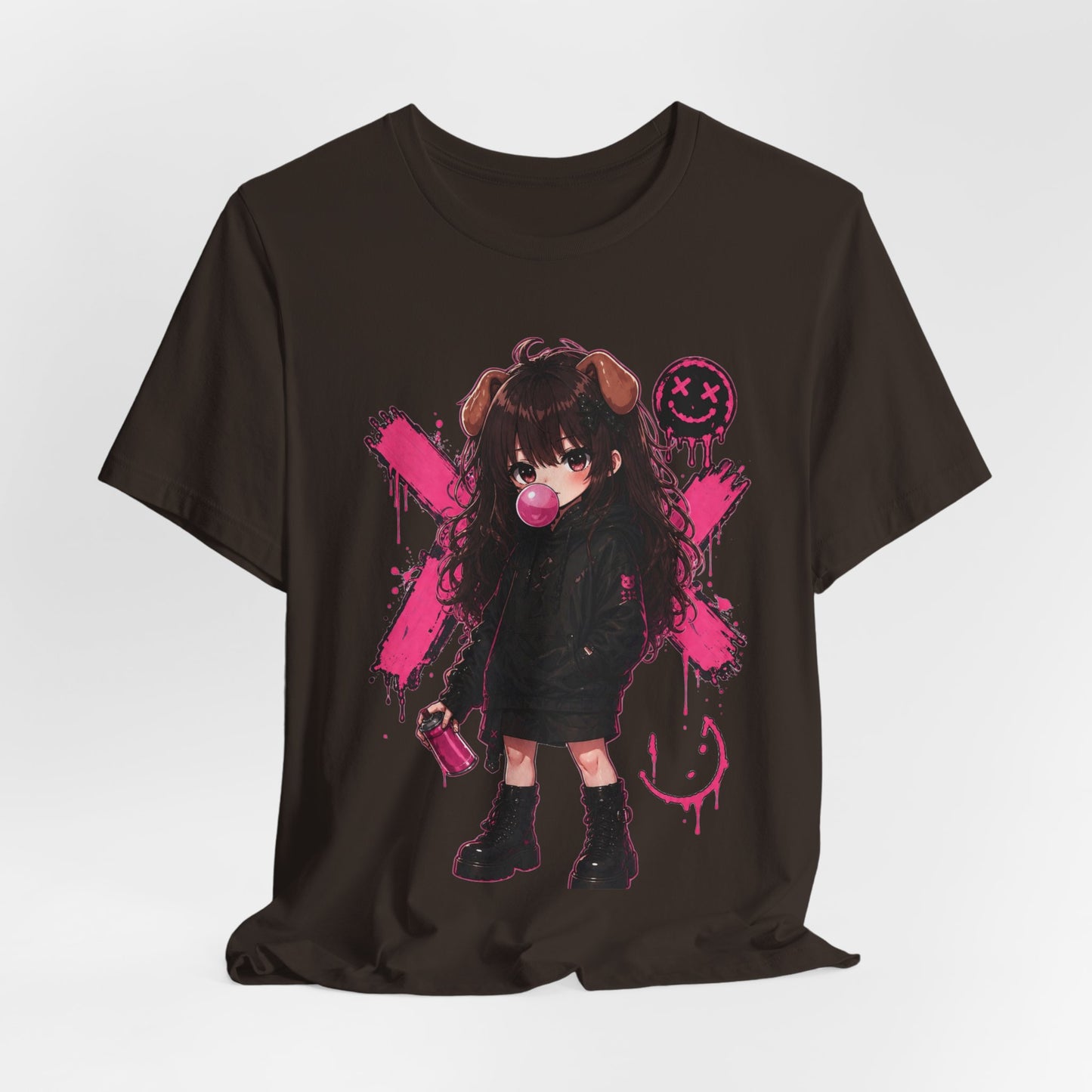 Cute Gothic Bunny Anime T-Shirt – Pastel Streetwear Graphic Tee