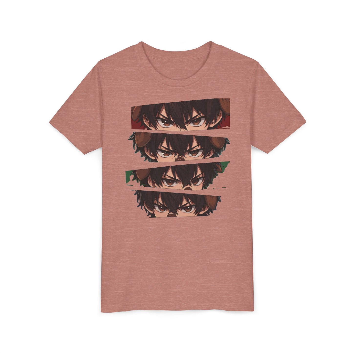 Anime Eyes Youth Tee — Layered Intense Gaze Graphic Shirt