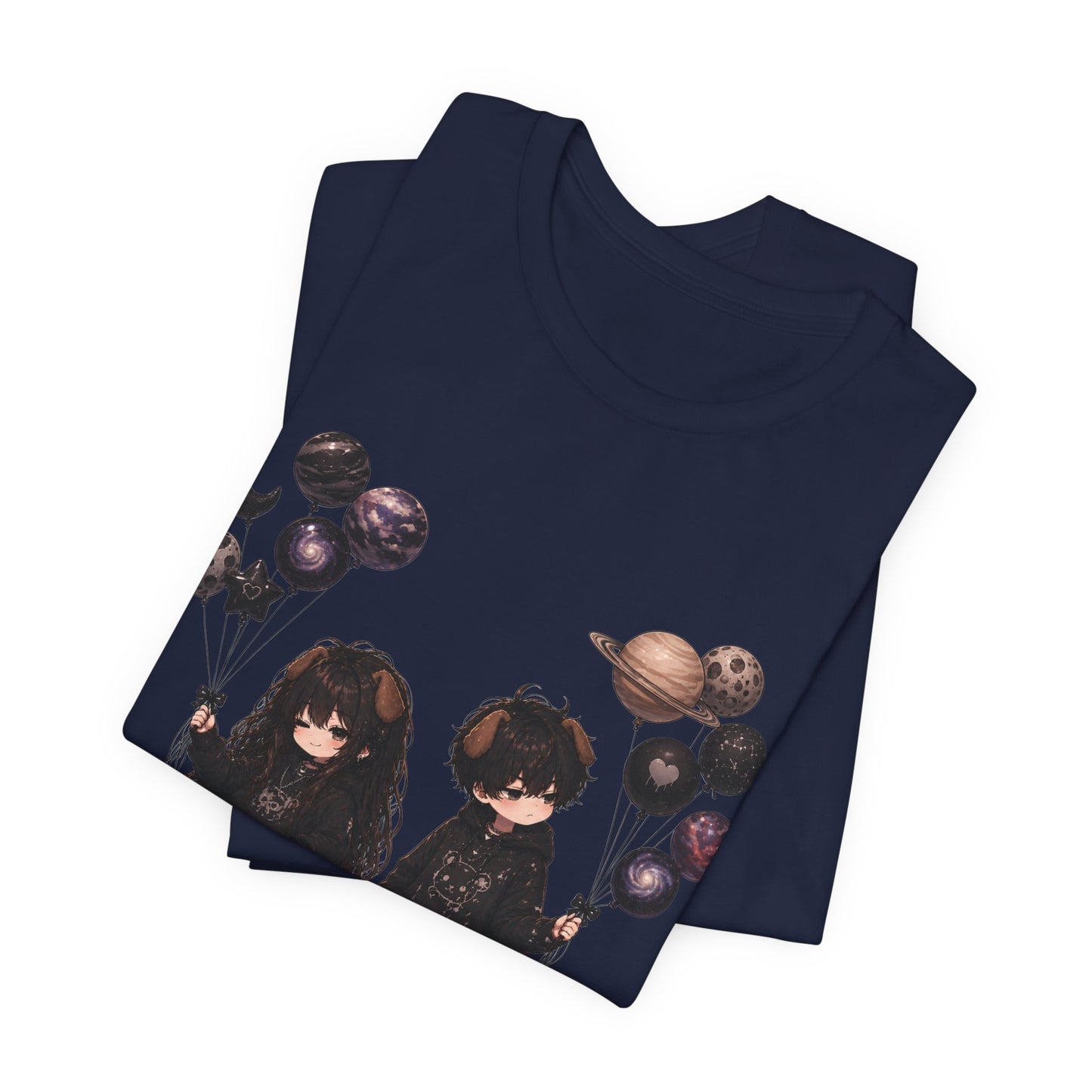 Gothic Kids with Planet Balloons T-Shirt