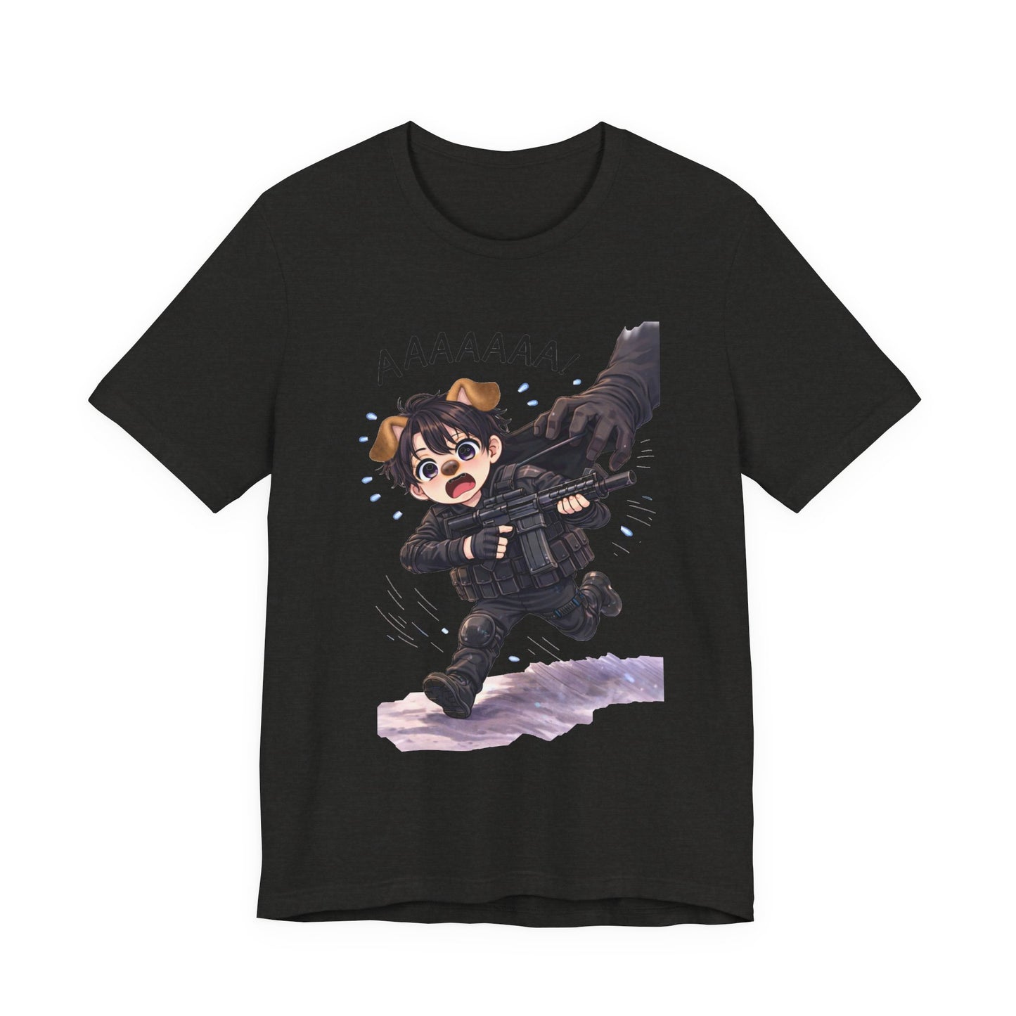 Chibi Soldier 'AAAAAA' Graphic Tee - Cute Military Humor T-Shirt