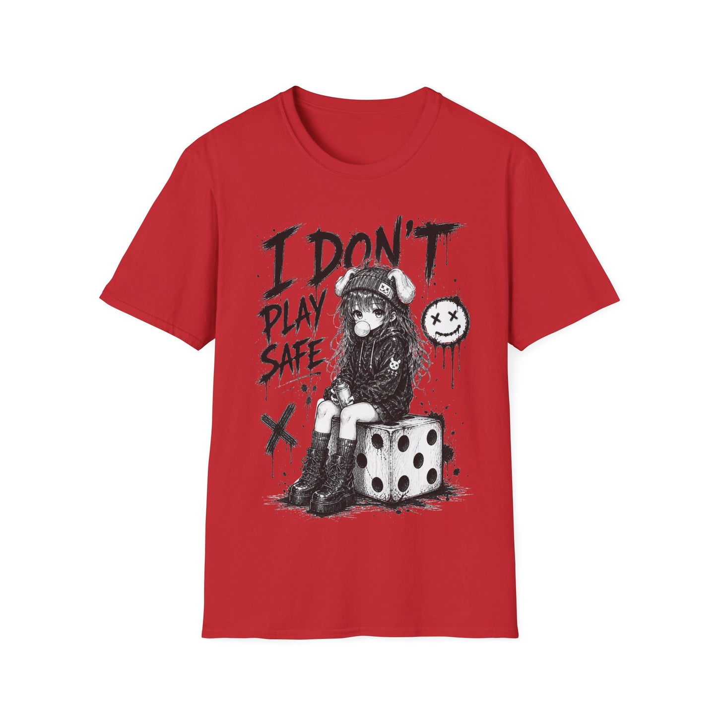 I Don't Play Safe Graphic T-Shirt – Edgy Dice Grim Reaper Streetwear Tee
