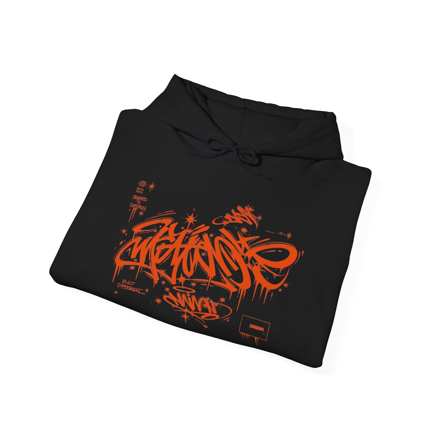 Graffiti Tag Hoodie — Orange Street Art Zipless Pullover