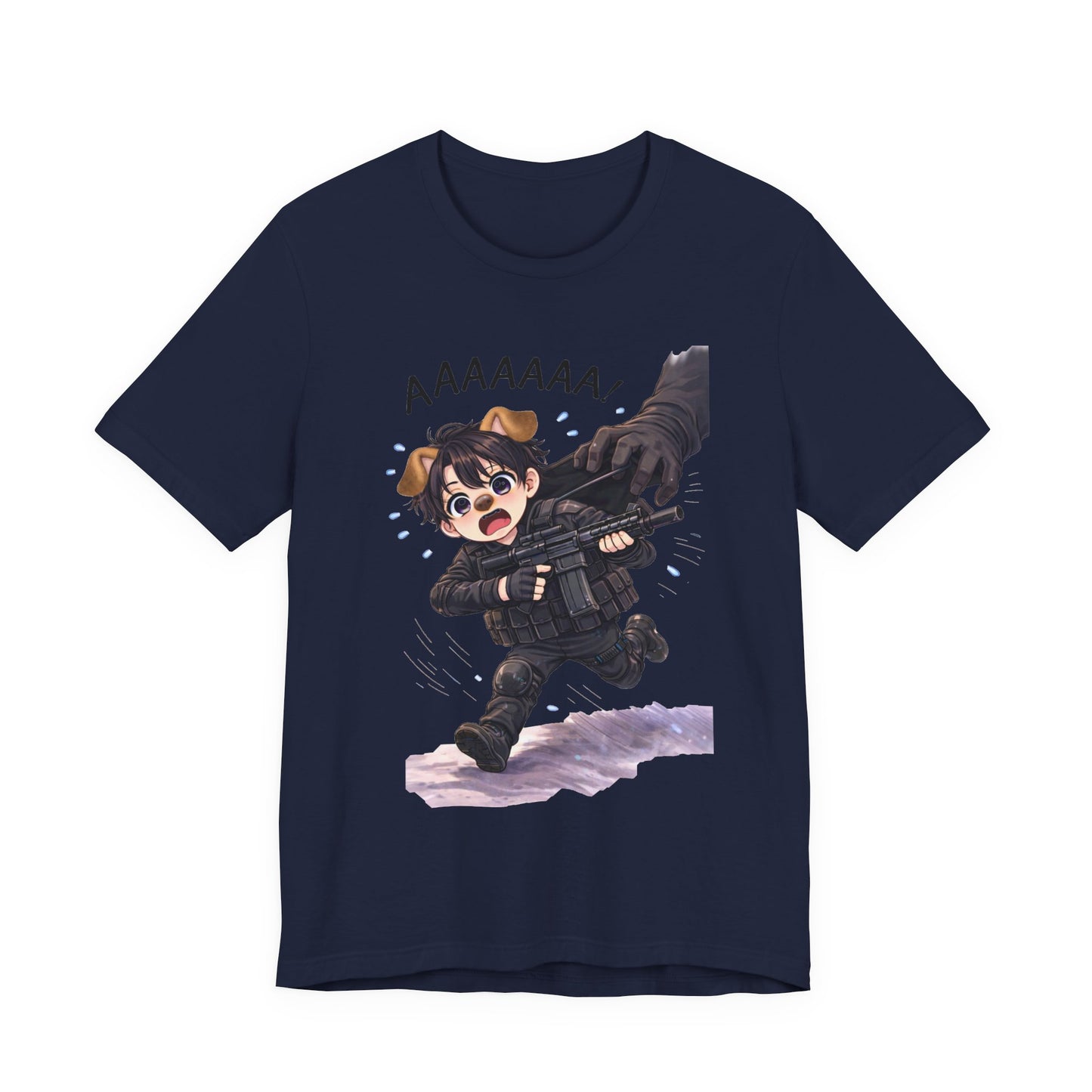 Chibi Soldier 'AAAAAA' Graphic Tee - Cute Military Humor T-Shirt