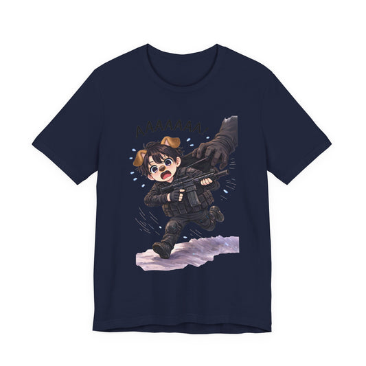 Chibi Soldier 'AAAAAA' Graphic Tee - Cute Military Humor T-Shirt