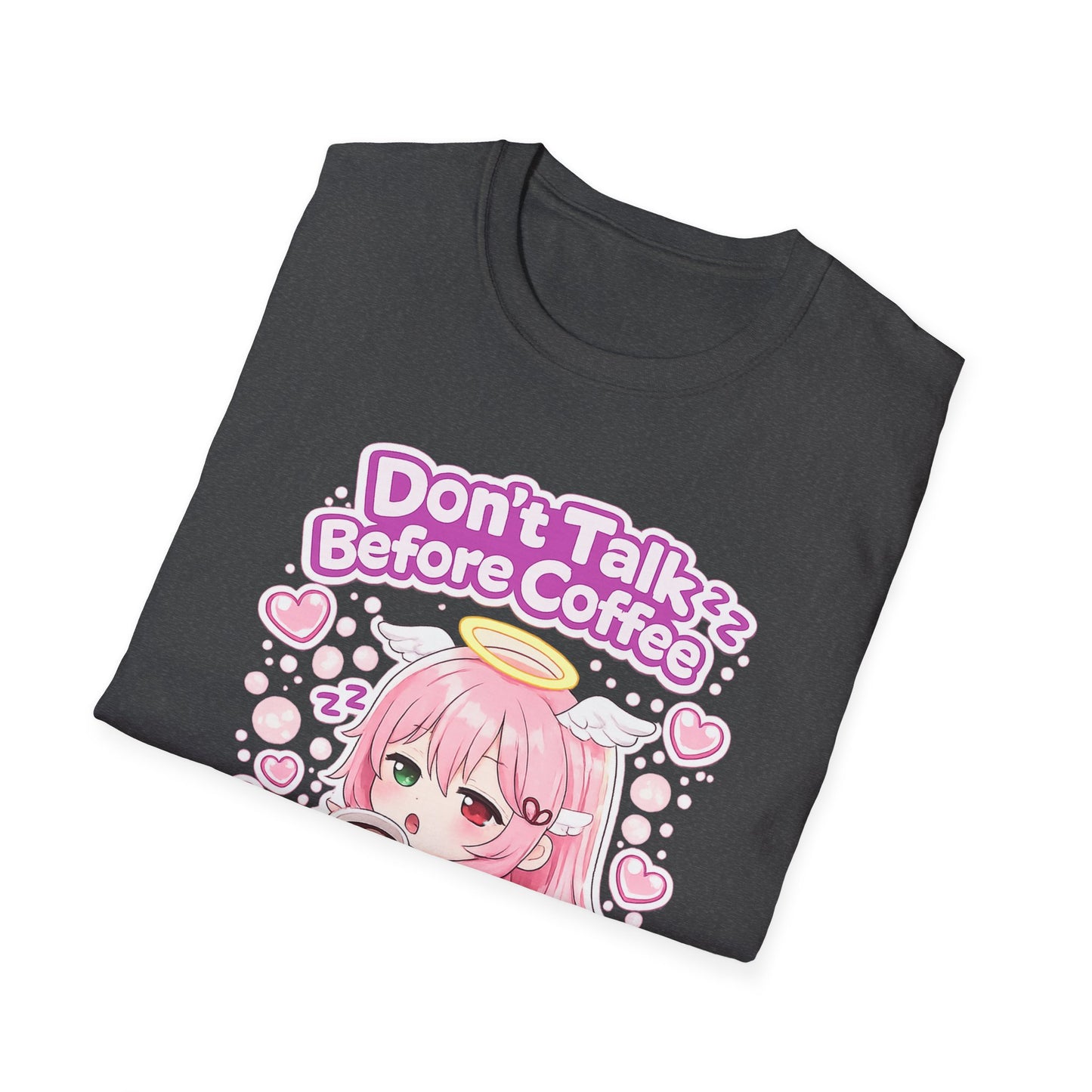 Don't Talk Before Coffee T-Shirt — Cute Pink Anime Girl Coffee Tee
