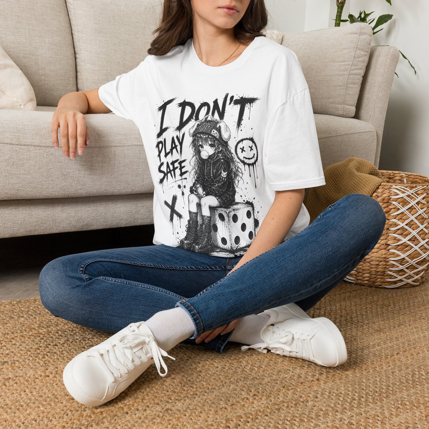 I Don't Play Safe Graphic T-Shirt – Edgy Dice Grim Reaper Streetwear Tee