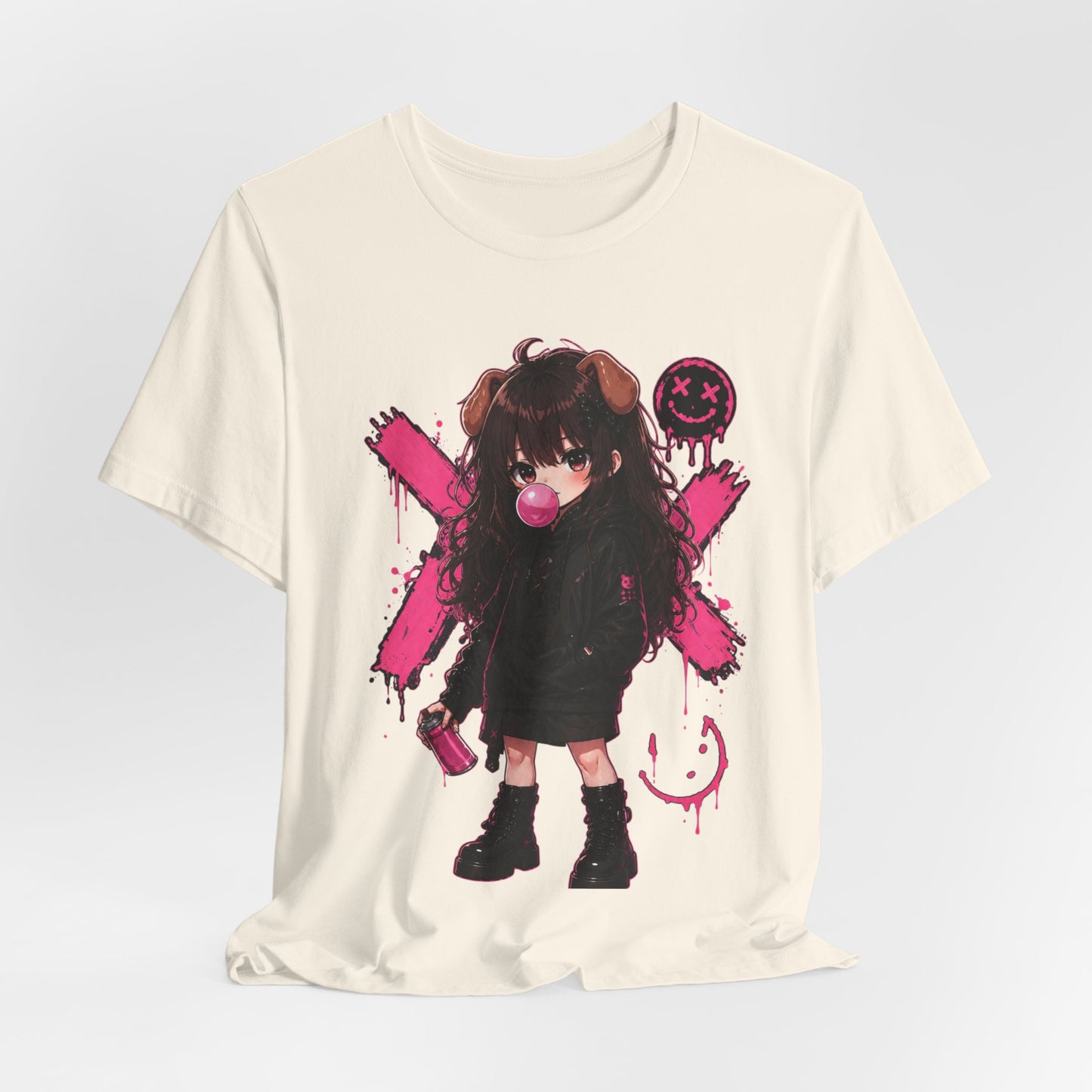 Cute Gothic Bunny Anime T-Shirt – Pastel Streetwear Graphic Tee