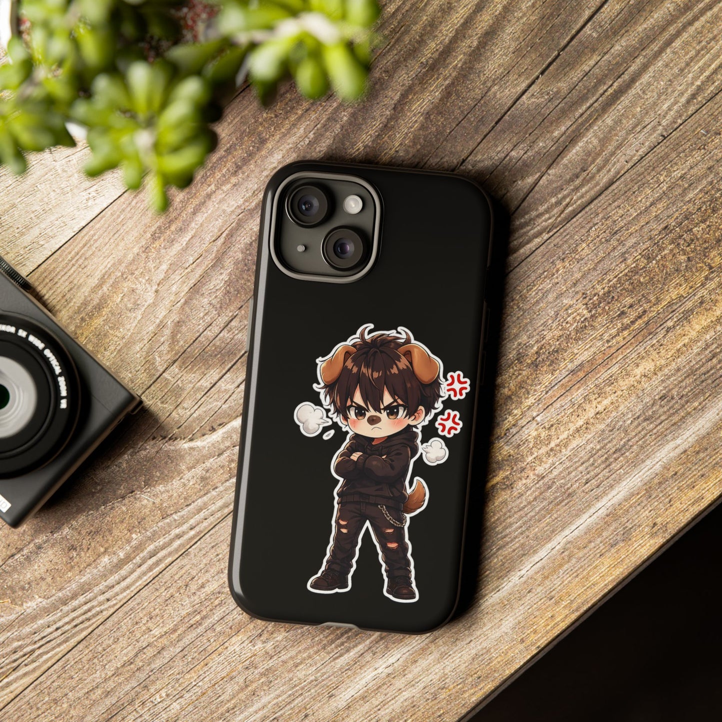 Angry Dog Boy Phone Case — Cute Chibi Anime Protective iPhone Cover