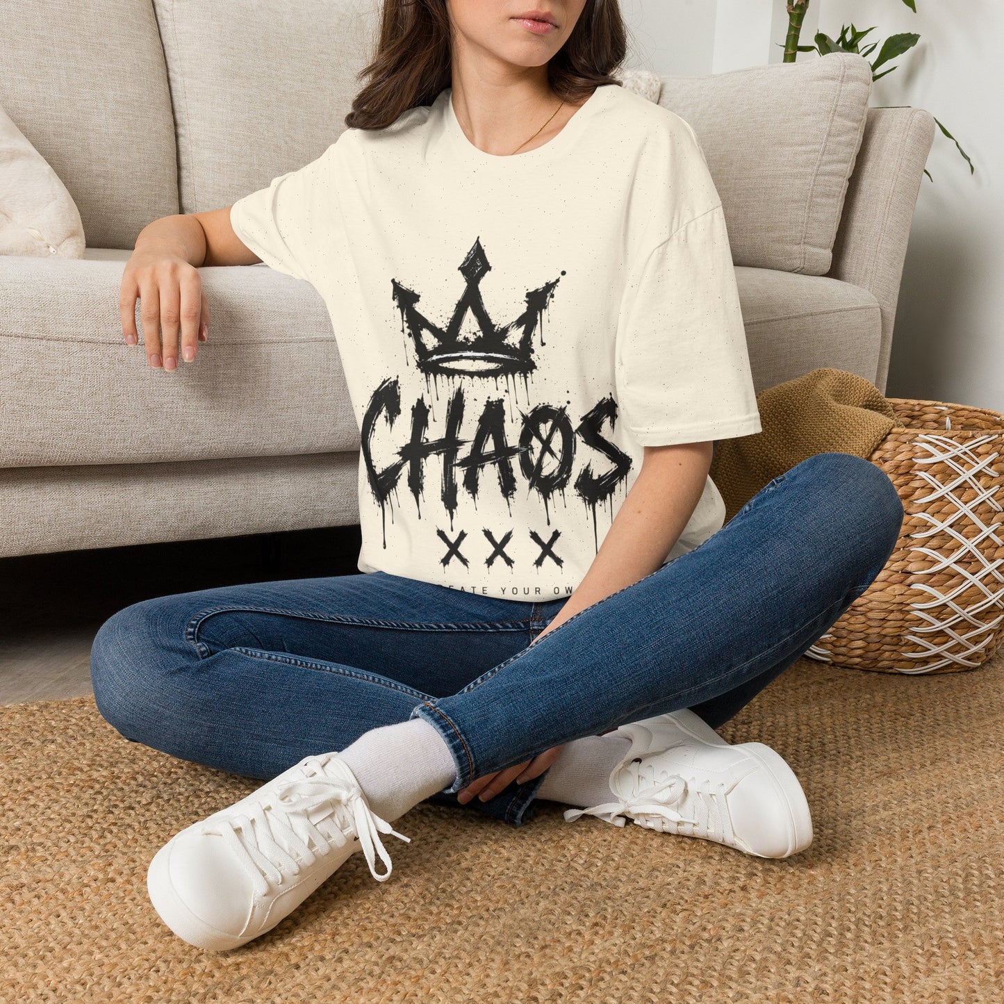 Chaos Crown T-Shirt — Grunge Graphic Tee with 'CHAOS' Script