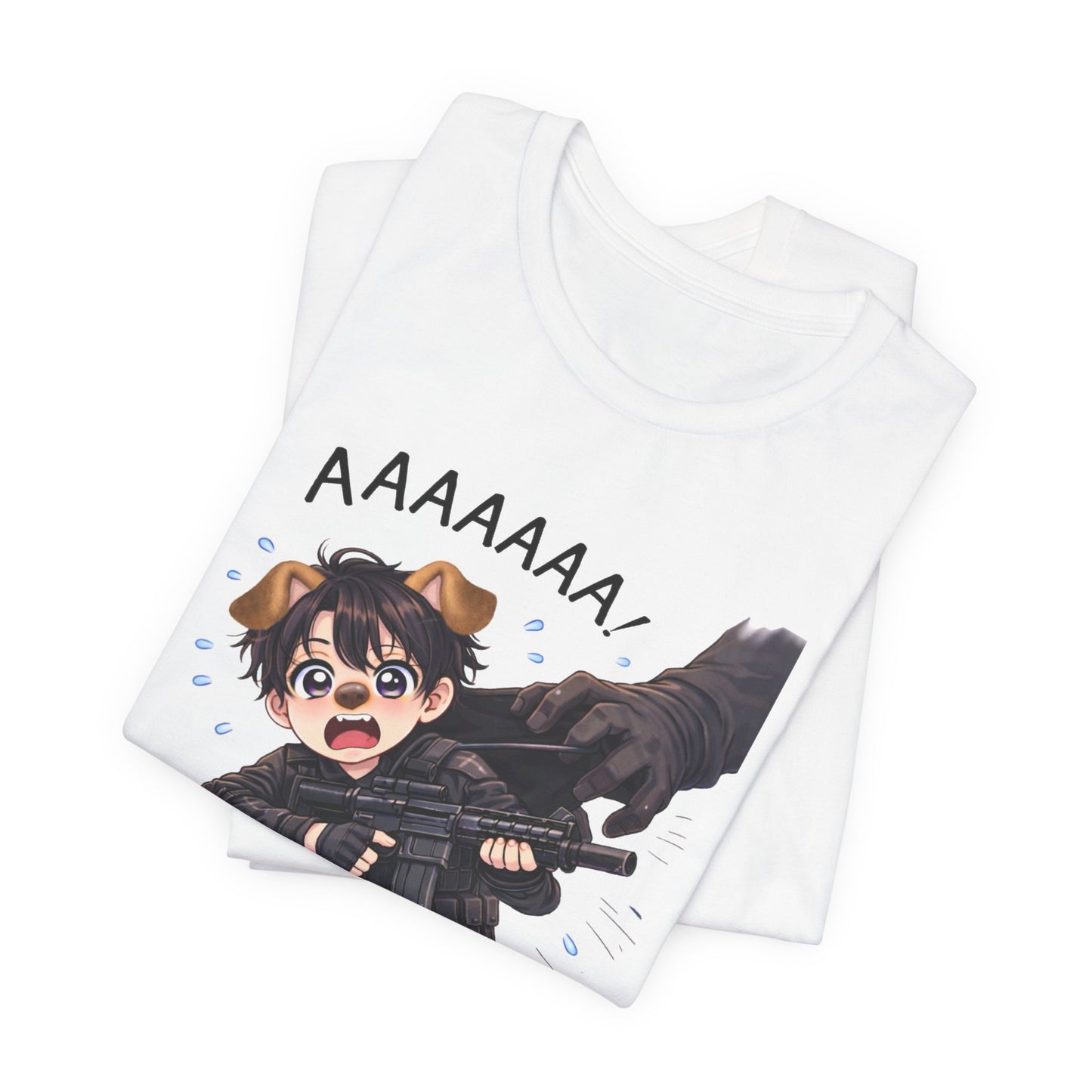 Chibi Soldier 'AAAAAA' Graphic Tee - Cute Military Humor T-Shirt