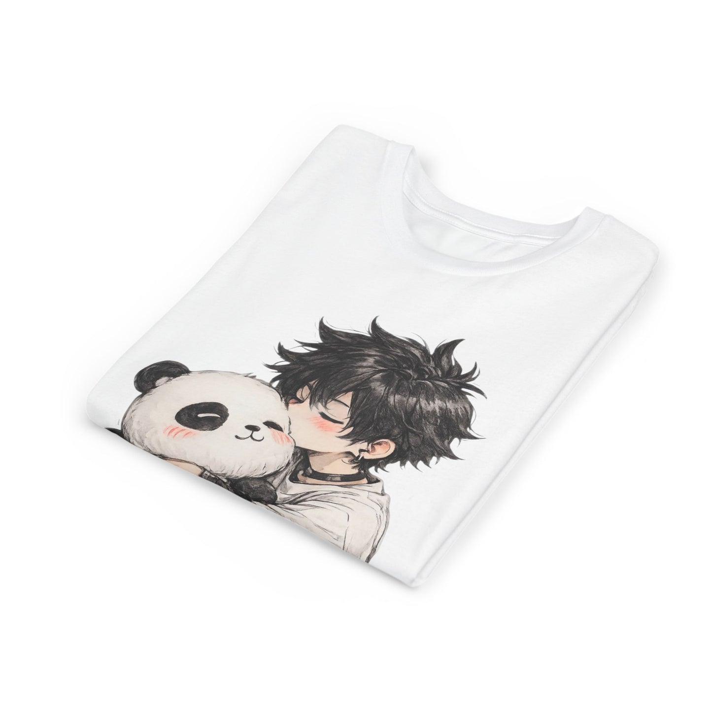Youth Tee — Cute Anime Boy Hugging Panda Graphic