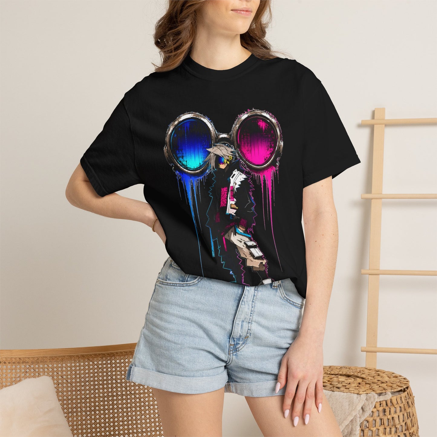 Neon Vision Cyberpunk T-Shirt – Futuristic Streetwear Anime Graphic Tee