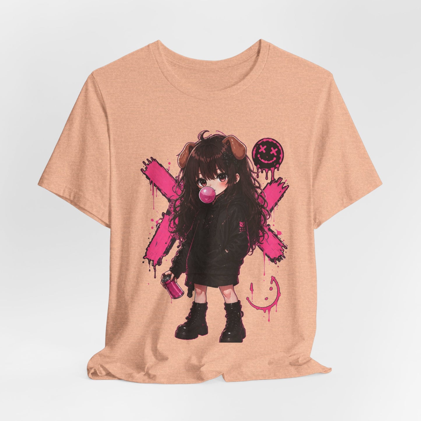 Cute Gothic Bunny Anime T-Shirt – Pastel Streetwear Graphic Tee