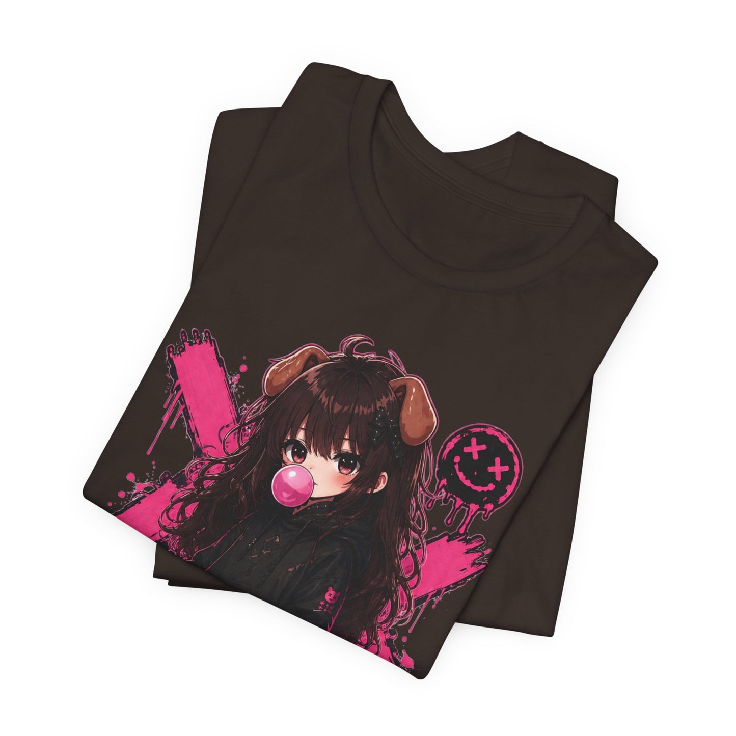 Cute Gothic Bunny Anime T-Shirt – Pastel Streetwear Graphic Tee