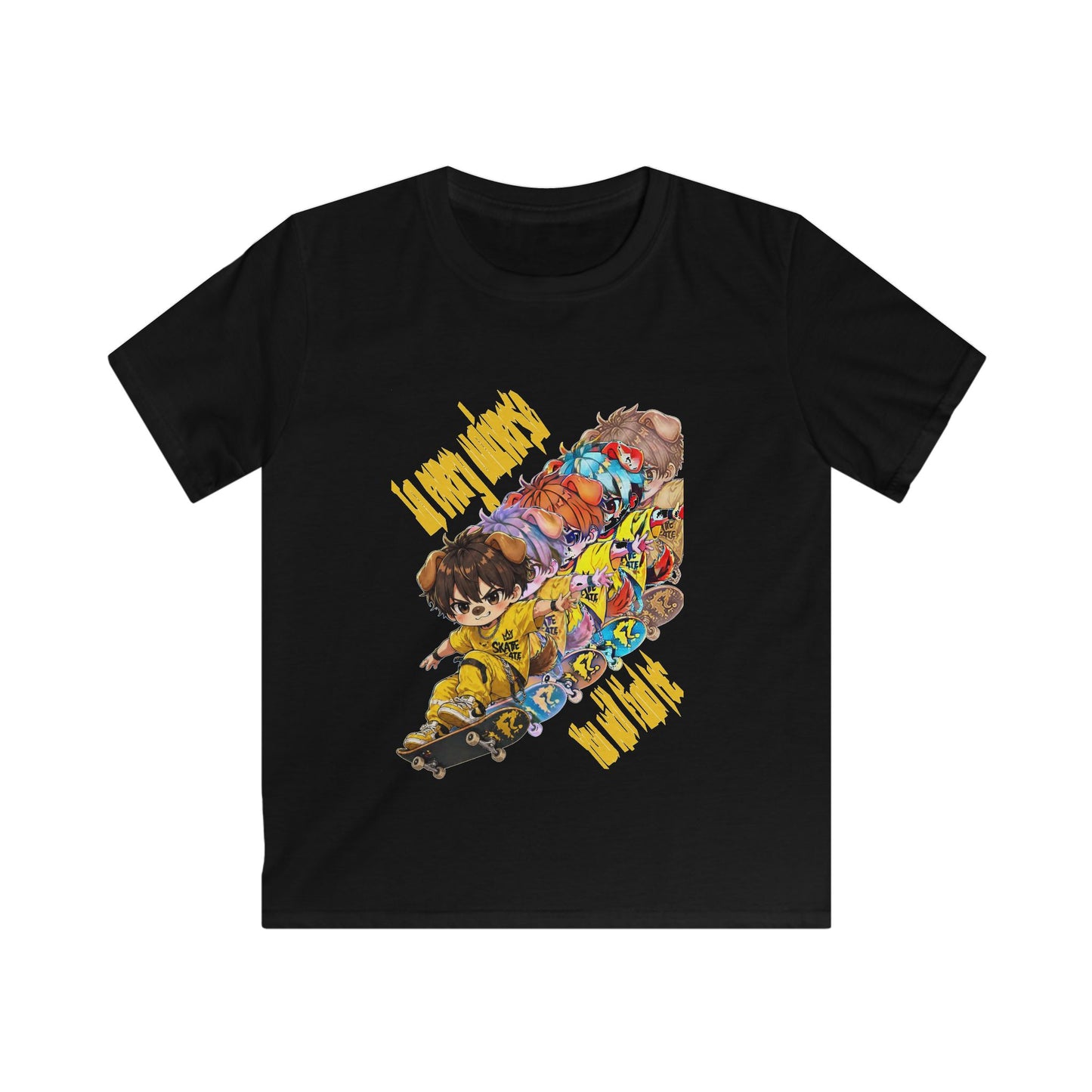Kids Tee — Colorful Skateboard Crew Graphic "I AM WHAT I AM"