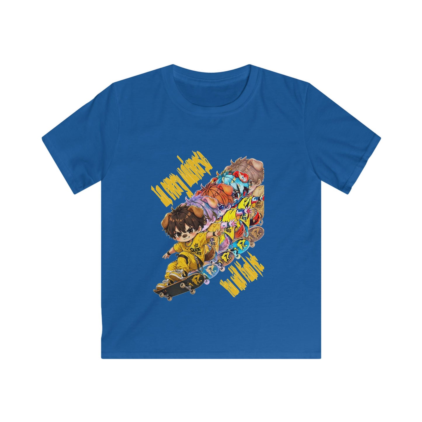 Kids Tee — Colorful Skateboard Crew Graphic "I AM WHAT I AM"