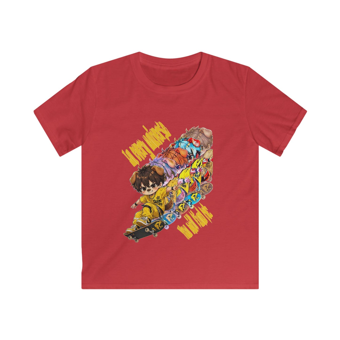 Kids Tee — Colorful Skateboard Crew Graphic "I AM WHAT I AM"