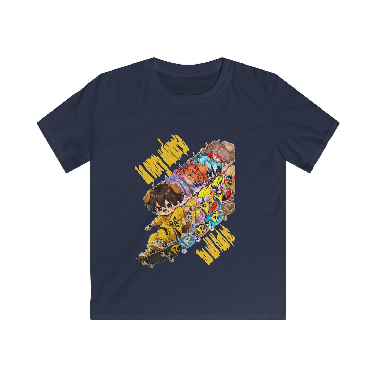 Kids Tee — Colorful Skateboard Crew Graphic "I AM WHAT I AM"