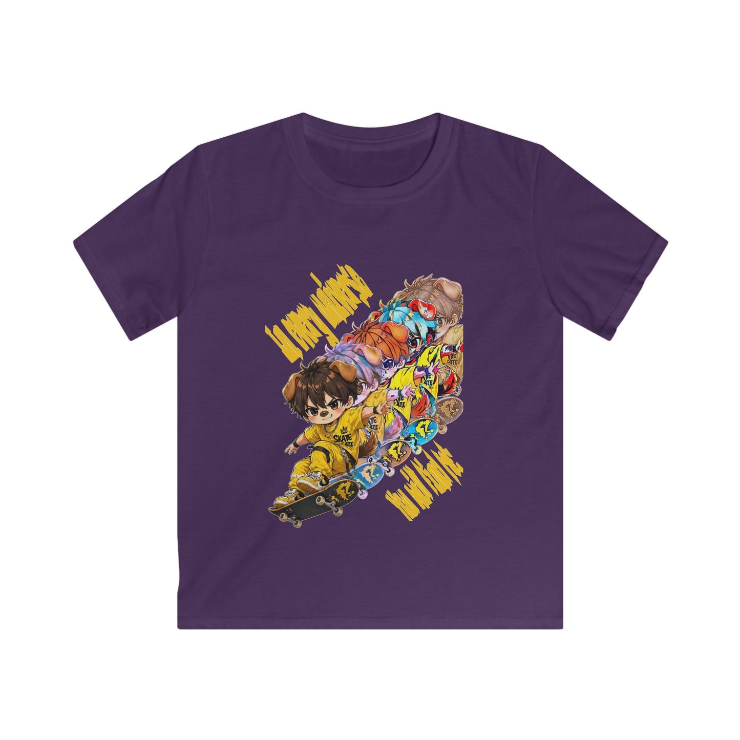 Kids Tee — Colorful Skateboard Crew Graphic "I AM WHAT I AM"